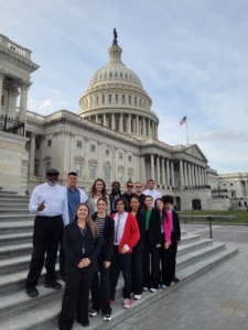 Students from Texas City High School on the steps of the U.S. Capitol during a 2024 Student Legislative Seminar