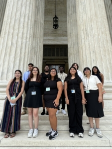 Students from Palacios and Wharton TX High Schools appear on the steps of the Supreme Court during a Student Legislative Seminar
